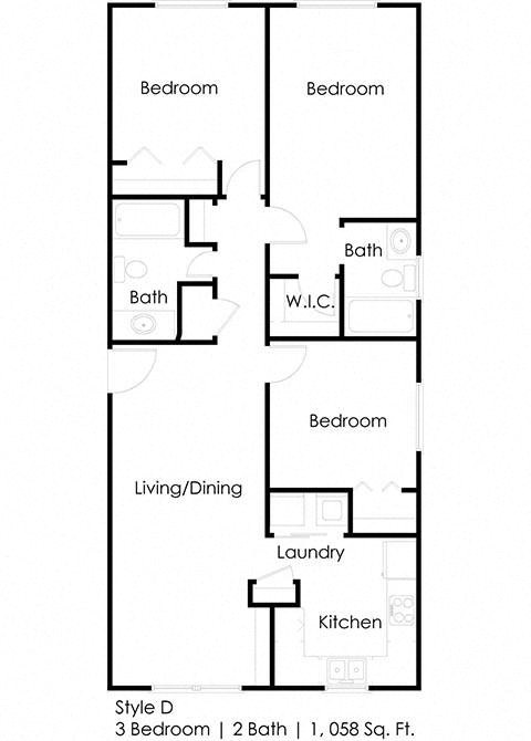 three bedroom floor plan